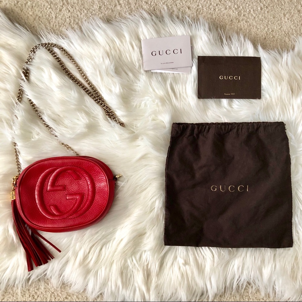 Red Small Gucci Soho Crossbody Bag
